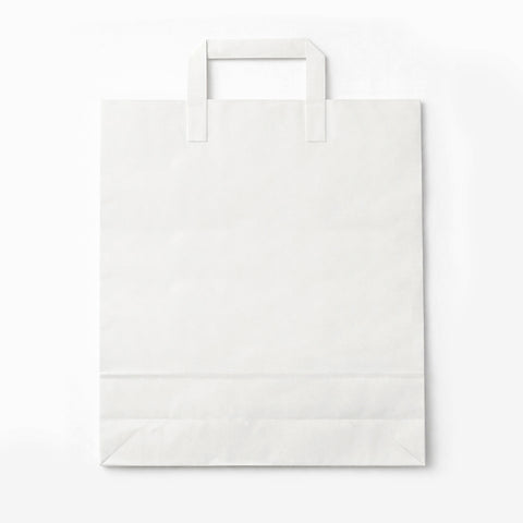 White Flat Handle Paper Carrier Bags (250 pack)