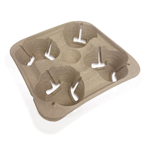 Moulded Fibre Cup Carrier Trays 4 Cup (180 pack)