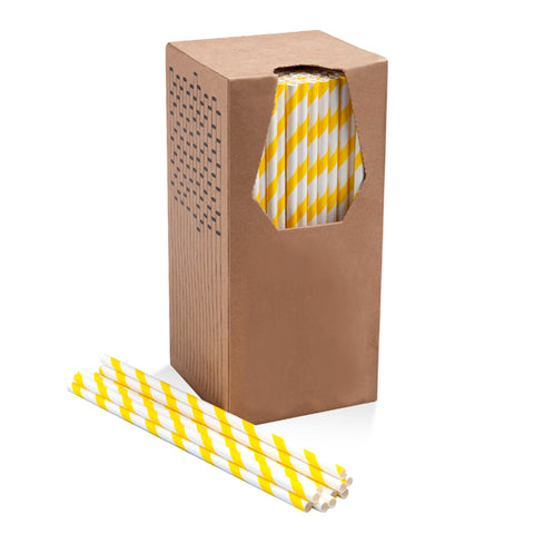 6mm Yellow Striped Paper Straws (250 pack)