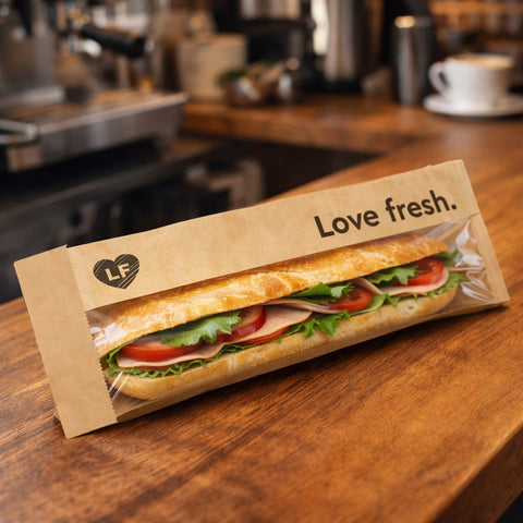 Branded Baguette/Sub Roll Display Bag (Kraft)