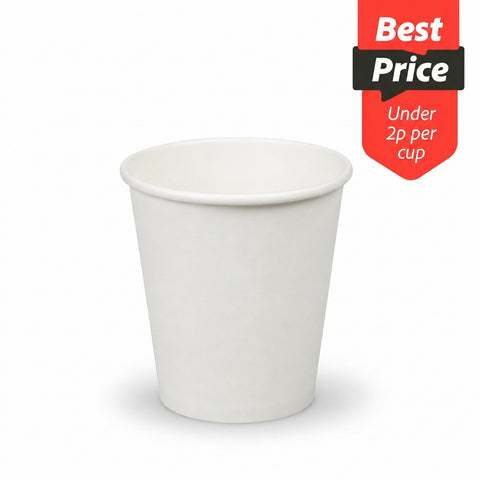 Plain White Single Wall Hot or Cold Drink Paper Cup (1000 pack)